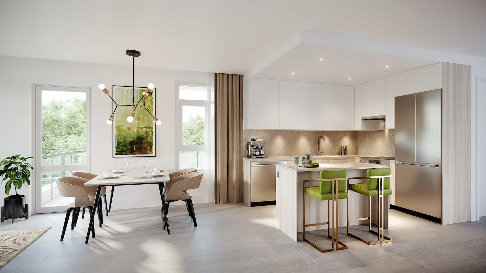 modern design livingroom and kitchen